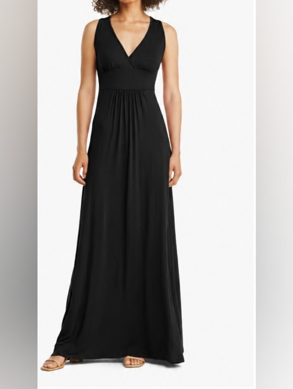 Loveappella V-Neck Jersey Maxi Dress